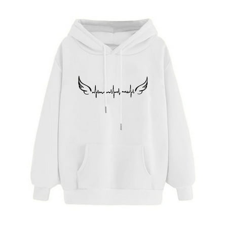 Dmqupv Tops for Women Casual Summer Women S Trendy Printed Sweatshirt Thick Hooded Pullover Sport Compression Shirt Shirt White X-Large