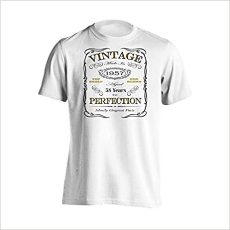 YGS-01-9657-2X-SS-M - Vintage - 1957-58th Birthday - Aged 58 Years to Perfection - Mostly Original Parts - White - XX-Large - Short Sleeve T-Shirt App