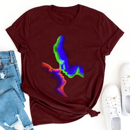 Tokmisa Retro Grimace Print Loose Short-Sleeved Men S and Women S Pullover Bottoming Top T-Shirt 2554 Fashion