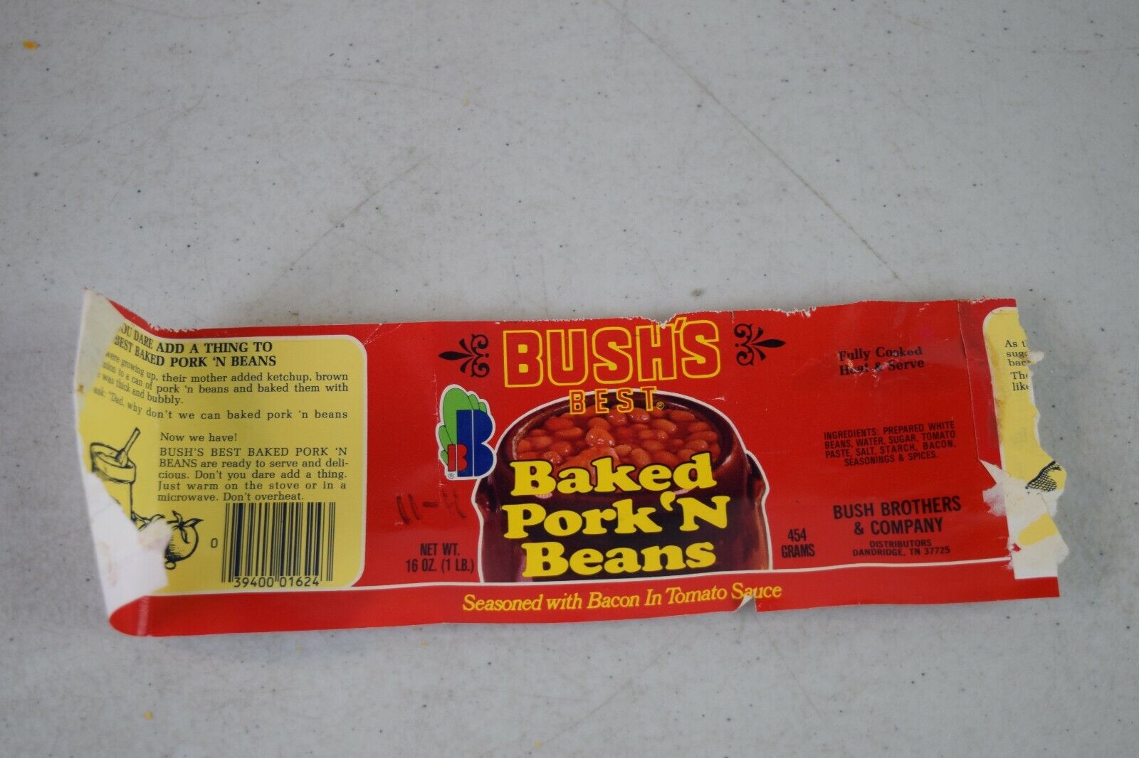 Vintage Bush's Baked Bean Can Label.