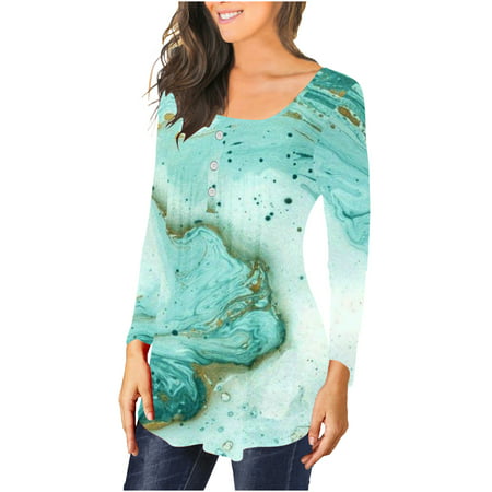 Sentmoom Cute Fall Shirts for Women 2022  Boho Floral Print Shirts Round Neck Elegant Workwear Blouse Top Shirts Long Sleeves Tunic Solid Tshirt Class
