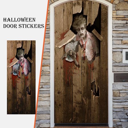 Miximx Halloween Door Stickers Glass Window Creative Stickers Wooden Door Wall Stickers - New Novel Halloween Door Stickers LTZ#8306