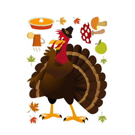 2022 Newest Thanksgiving Wall Stickers Bedroom Living Room Bedside Home Stickers Leaf Turkey LJ-C#4397 Thanksgiving Wall Stickers