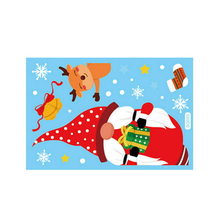 Christmas Decorations Santa Claus Elk Static Sticker Christmas Home Window Decoration Sticker 20x30cm