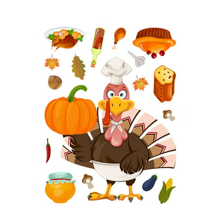 Usupdd Thanksgiving Wall Stickers Bedroom Living Room Bedside Home Stickers Leaf Turkey WAA220811-6974