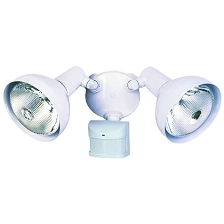 Secure Home SH-5105-WH 240-Degree 2-Head Dual Detection Zone Halogen Activated Flood Timer Security Motion Light  White