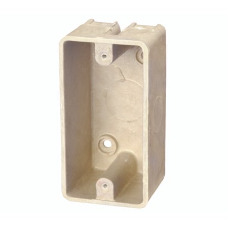 2PC Allied Moulded 9318 Fiberglassbox Electrical Box  1 -Gang  4 -Knockout  Thermoset Fiberglass  Beige/Tan  Surface Mounting