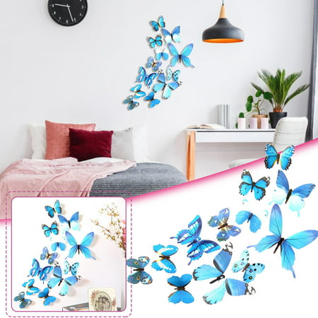 Usupdd 3D PVC Glossy Simulation Butterflies Set of 12 Colors Realistic Home Mural Usupdd WEE220816-5674