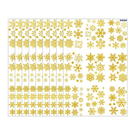 Usupdd Christmas Snowflake Electrostatic Wall Stickers Holiday Gold Powder Stickers UsupddWFF220811-4722