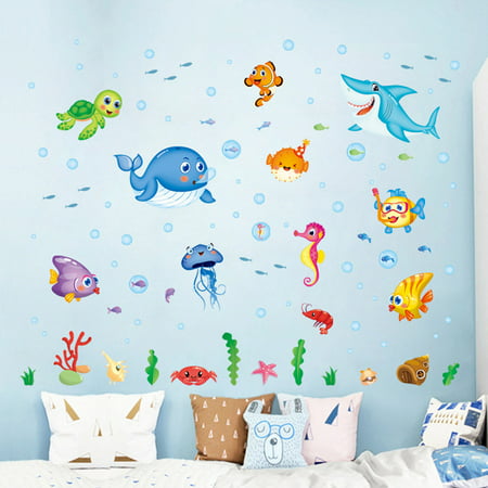 MIANHT DIY Removable Underwater World Wall Decal Family Home Sticker Mural Art Home - 2022 DIY Removable Underwater N-#1744
