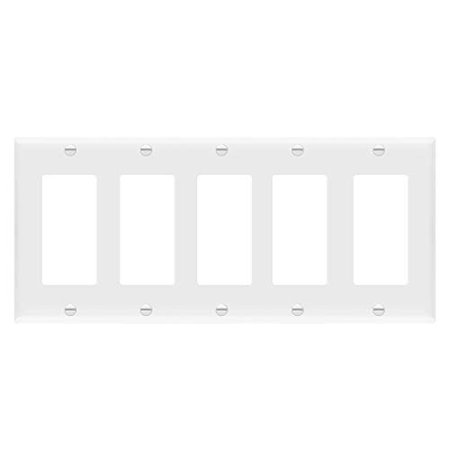 ENERLITES Decorator Light Switch or Receptacle Outlet Wall Plate  Gloss Finish  Size 5-Gang 4.50  X 10.03  Polycarbonate Thermoplastic  8835-W  White
