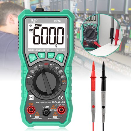 Fy76 Digital Multimeter 5999 Counts Backlight Auto Range Ac/Dc Voltage Meter Ohm Transistor Testers Multi Meter