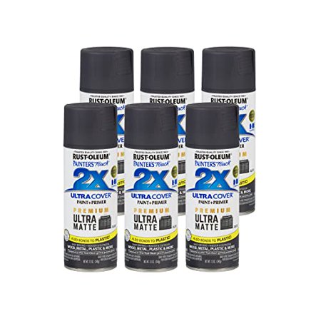 Rust-Oleum 331187-6PK Painter S Touch 2X Cover  12 Ounce (Pack of 6)  Ultra Matte Slate  72 Fl Oz