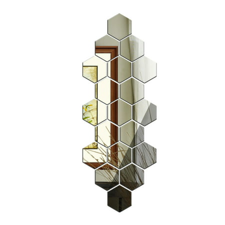 DDgui Fashion New 19Pcs 3D Mirror Hexagon Vinyl Removable Wall Sticker Decal Home Decor DDgui220929-7287