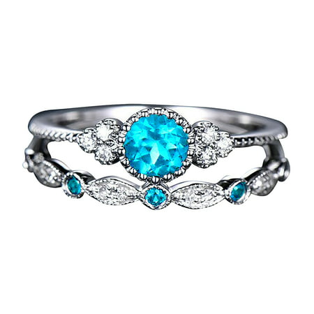 R#6229，Women S Fashion Diamond Ring Couple Jewelry 1 Pair Rings Set Size 9，P#6229 VG8