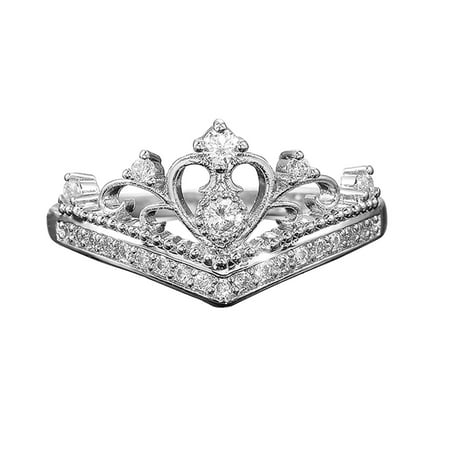 MIANHT Elegant Temperament Crown Lady Proposal Ring Copper Ring Size 5-10 - 2022 FashionElegant Temperament Crown B-#5588