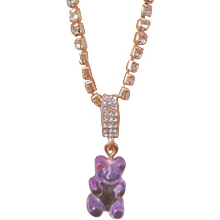 STAPIOWAL Gummy Bear Necklaces  Colorful Rhinestone Gummy Bear Resin Aesthetic Pendant Necklace  Adjustable Chain Necklace for Women Girls