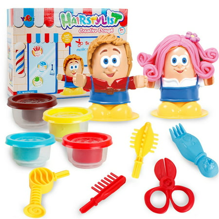 DDgui New Upgraded Puzzle Barber Color Mud Cut Hair DIY Handmade Plasticine Green Color Mud Toy DDgui LCC220923-8532
