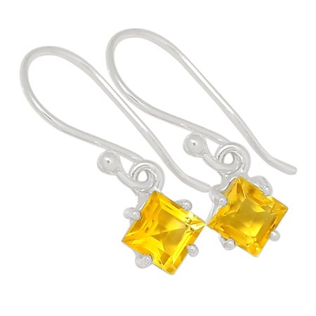 Natural Citrine 925 Sterling Silver Earring Jewelry ALLE-9306