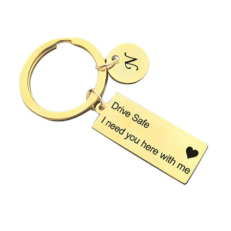 Usupdd 26 Letter Hangtag Stainless Steel Key Ring Drive Safe I Need You Here with You Usupdd WDD220815-2564
