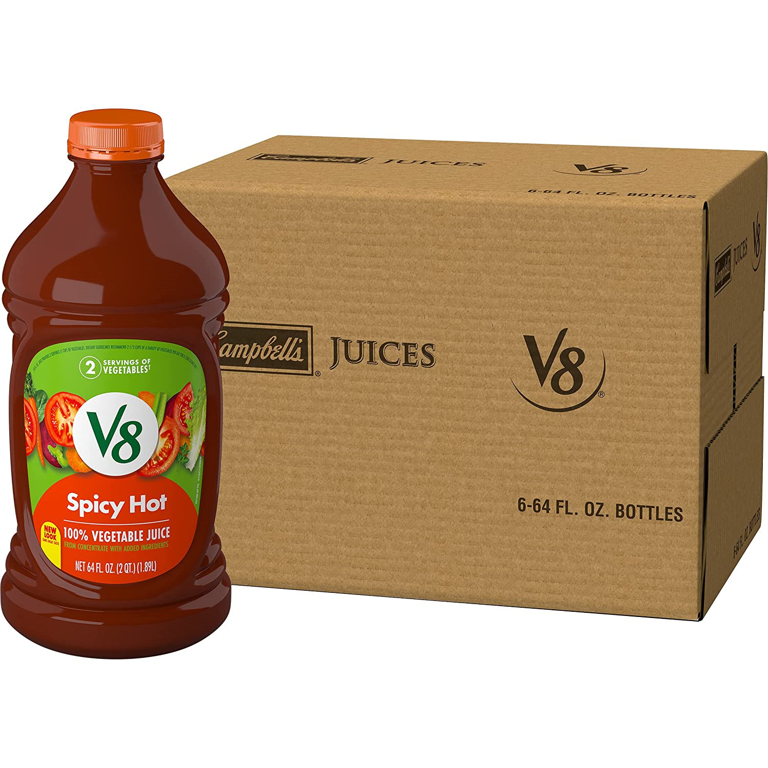 V8 Spicy Hot 100% Vegetable Juice, Vegetable Blend with Tomato Juice, 64 FL OZ 6