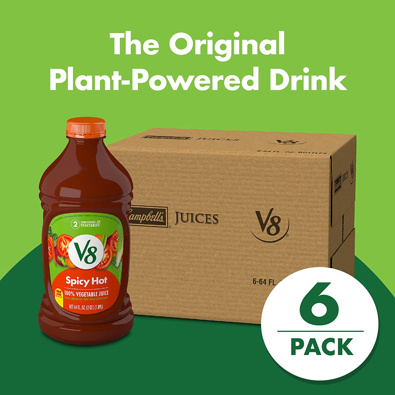 V8 Spicy Hot 100% Vegetable Juice, Vegetable Blend with Tomato Juice, 64 FL OZ 6 thumbnail