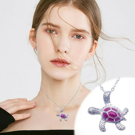 Usupdd Sea Turtle Ocean Blue Fire Opal Inlay Silver Jewelry Necklace Usupdd WAA220815-2518