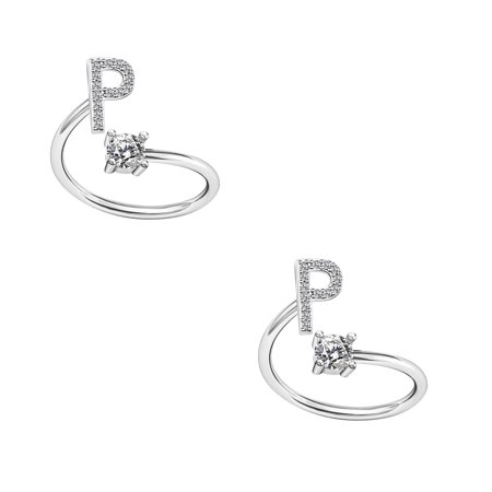 Usupdd Women S Fashion Alphabet Ring Couple Ring Opening Adjustable Ring Jewelry 2PC Usupdd WDD220815-8775