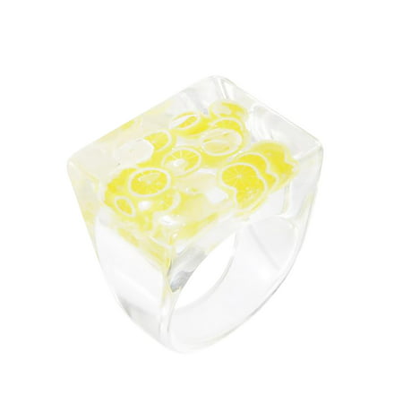 Usupdd Ladies Fashion Creative Transparent Ring Fruit Square Acrylic Ring Usupdd WAA220815-8532
