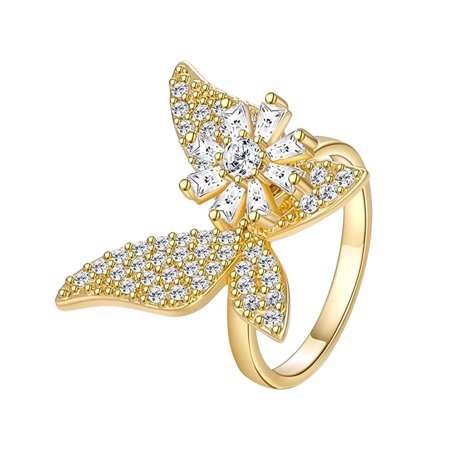 MIANHT Ladies Fashion Diamond Butterfly Ring Open Ring Adjusted Rotatable Ring - 2022 FashionLadies Fashion Diamond B-#1253