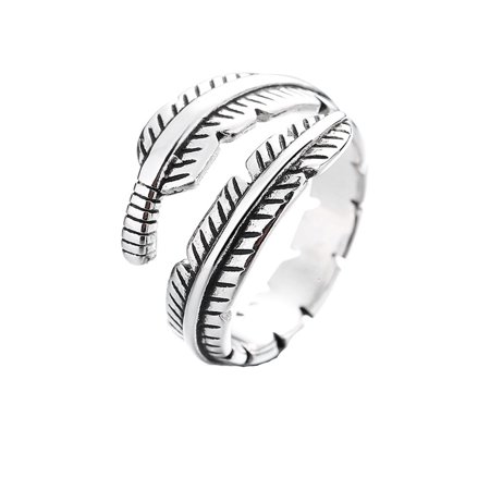 R#2554，Fashion Retro Feather Open Ring Men S and Women S Ring New Leaf Ring，P#2554 MH2