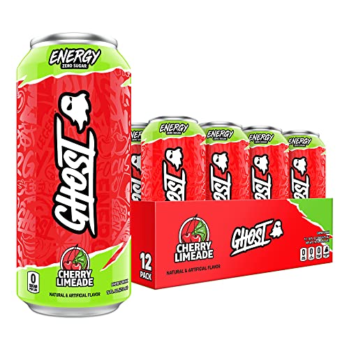 GHOST Zero Sugar Energy Drink  Cherry Limeade  16 Oz Can  12 Pk