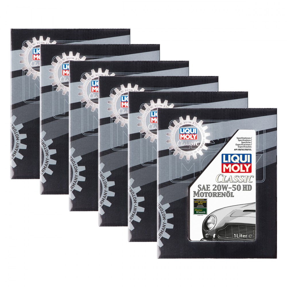 6x Liqui Moly 1128 Classic Motorenöl SAE 20W-50 HD Ab Baujahr 1950 1L