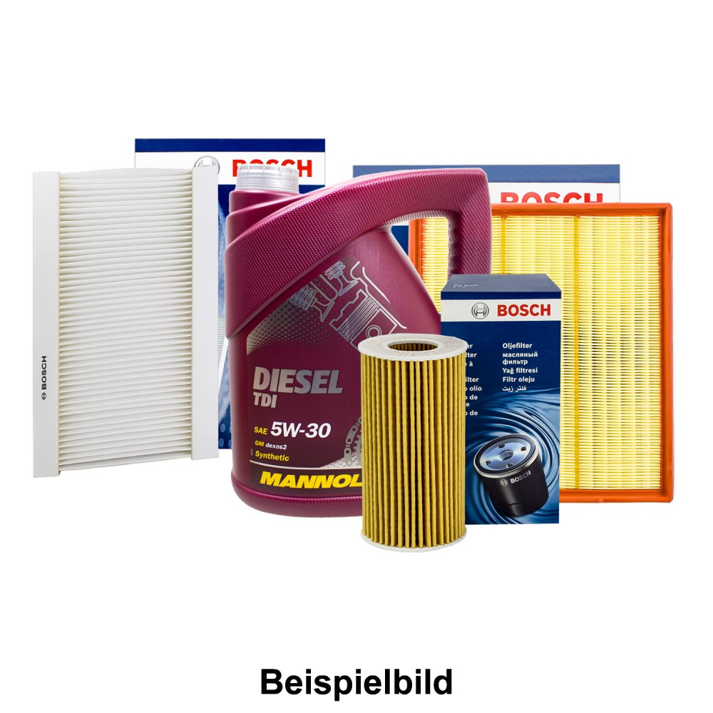 Bosch Filter SET Inspektionspaket + 5L Mannol 5W-30 Peugeot 1007 (Km) 1.4 HDi