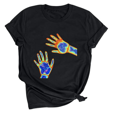 Usupdd Retro Grimace Print Loose Short-Sleeved Men S and Women S Pullover Bottoming Top T-Shirt Neon Tops for Women Black Tshirt Usupdd 220729-4890