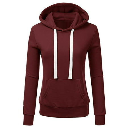Women Plus Size Hoodies Clearance Ladies Solid Hooded Pocket Sweatshirt Pullover Tops Shirt