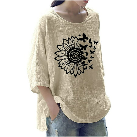 Sentmoom T-shirts for Women   Casual Slim T Shirts O-Neck Vintage Relaxed T-Shirt Long-Sleeves Pullover Soft Sweatshirt Vintage Regular Pullover Top E