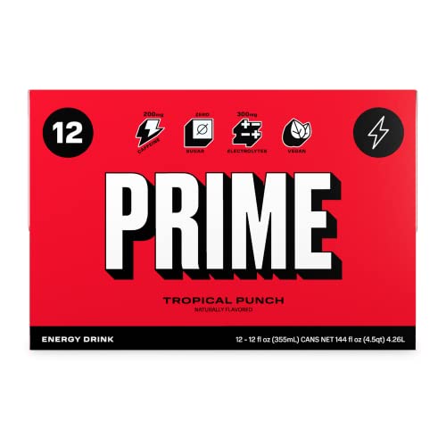 Prime Hydration Energy Drink with 200 Mg. of Caffeine and Electrolytes - Tropical Punch (12 Drinks / 12 Fl. Oz. Each) thumbnail