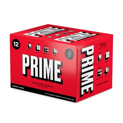 Prime Hydration Energy Drink with 200 Mg. of Caffeine and Electrolytes - Tropical Punch (12 Drinks / 12 Fl. Oz. Each) thumbnail