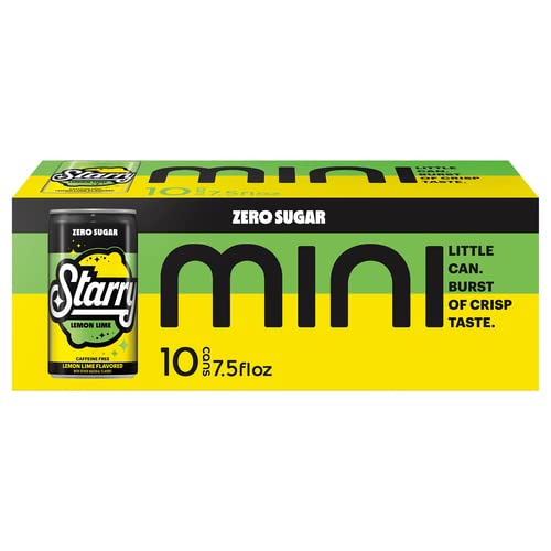 Starry Zero Sugar Lemon Lime Soda Pop  7.5 Fl Oz  10 Pack Mini Cans