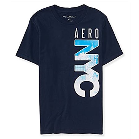 Aeropostale Mens Big NYC Vertical Logo City Graphic T Shirt 7263 (BLUE) Apparel