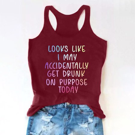 FengLS Women S Drinking Tank Tops Adult Girls Summer Beach Funny Graphic Racerback Tanks Vest Sayings Blouse 10-Ladies Clothes-14A#4397 Womens Clothes