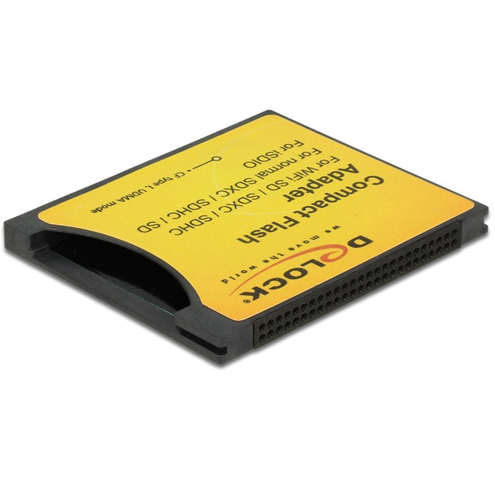 Delock 62637 Compact Flash Adaptor for ISDIO (WiFi SD)/SDHC/SDXC Memory Cards Black/Yellow