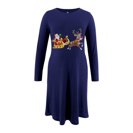 Usupdd Women Maternity Wear Santa Claus Christmas Deer Printed Long Thickened Long Sleeve Round Neck Pocket Dress Usupdd WCC220822-4888