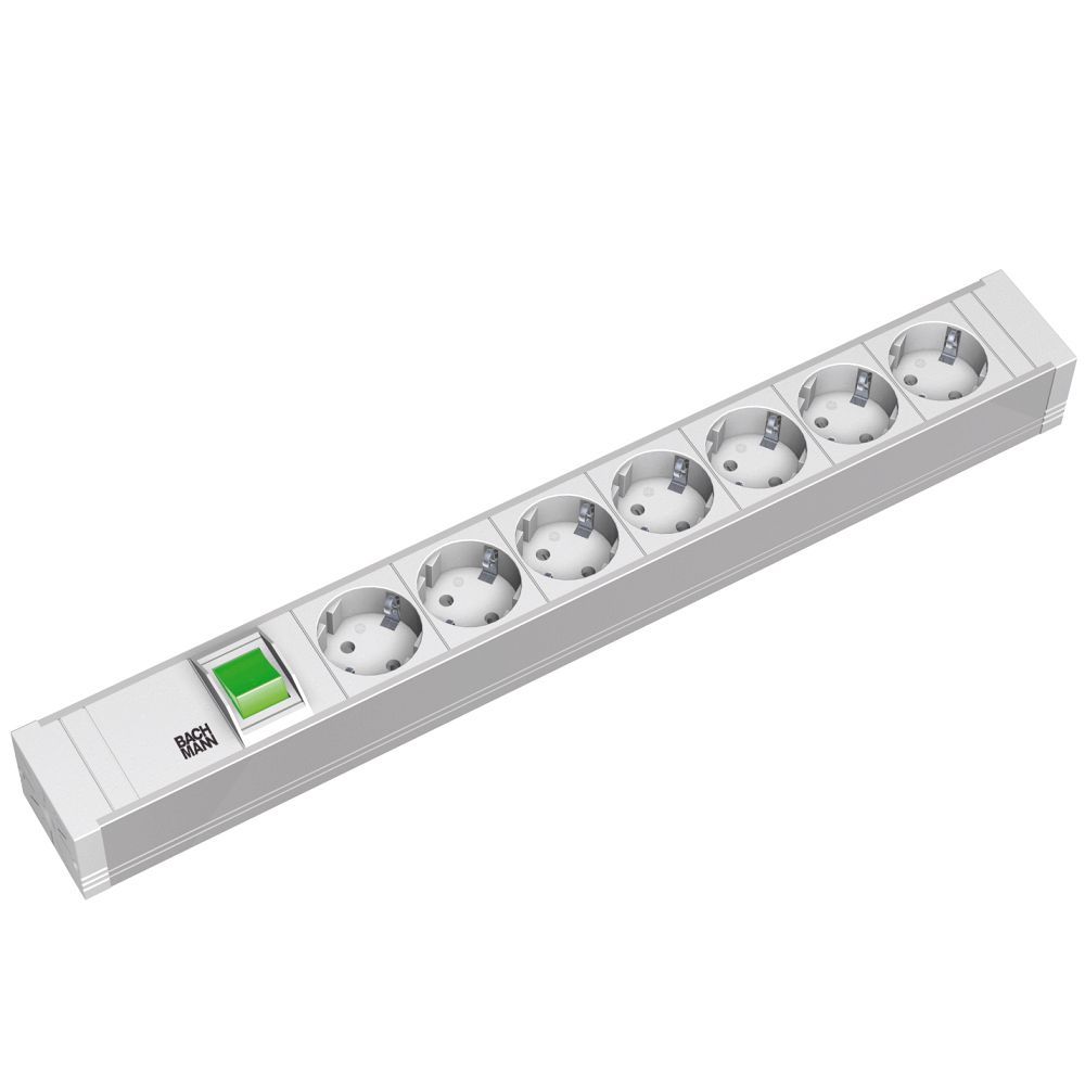 Bachmann 7x Schuko, 2m Power Extension 7 AC Outlet(s) Grey
