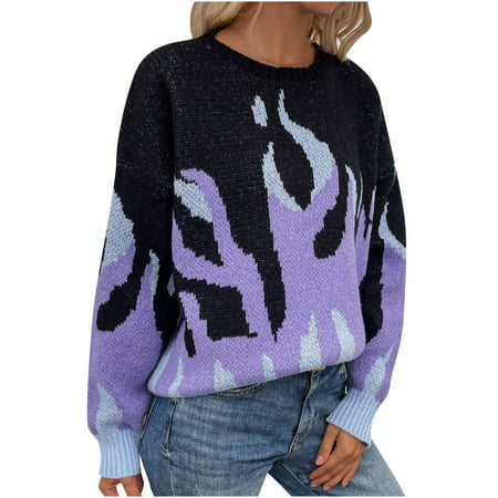 Miximx Women S Fashion Long Sleeves Crew Neck Loose Trend Tops Blouse Knitted Sweater - 2022 Winter Clothing Women S Fashion Long a-a#9335 Female