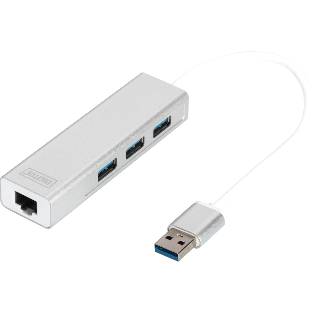 Digitus DA-70250-1 USB 3.0 Hub 3+1 Ports Silver with Built-in Ethe