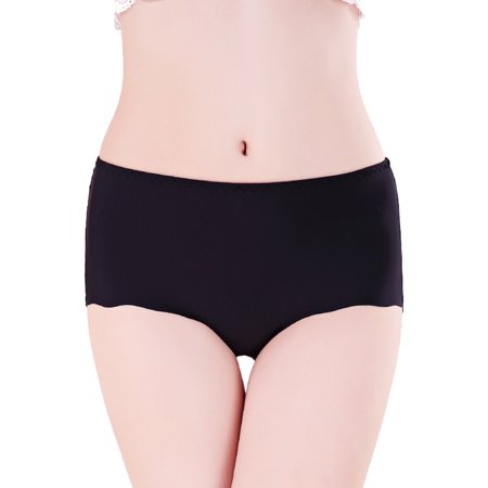 Shakumy Barely There Bras for Women 4742 Womens Seamless Ice Silk Trendy Panties Plus Size Mid High Waist Panties Tucking Black 3X-Large