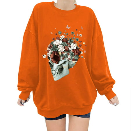 Fall Clothes for Women 2022  Women S Long Sleeve Loose Round Neck Print Sweatshirt Top Blouse