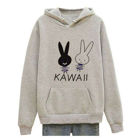 Women Plus Size Hoodies Clearance Hoodies Rabbit Print Hooded Sweatshirt Pullover Top Blouse